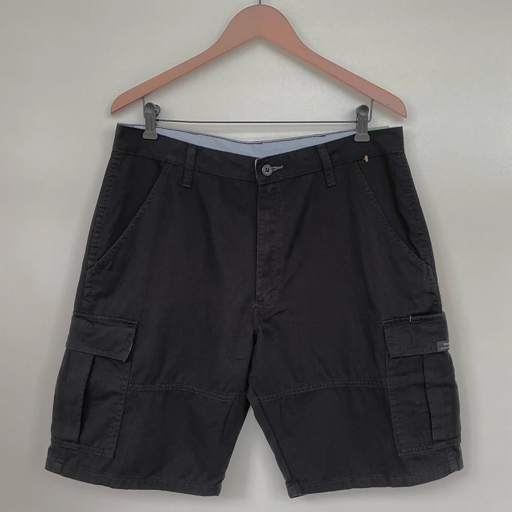 Wrangle Cargo Shorts 10” Tech Pocket Men 34 Relaxed Fit  Reg Black 100% …